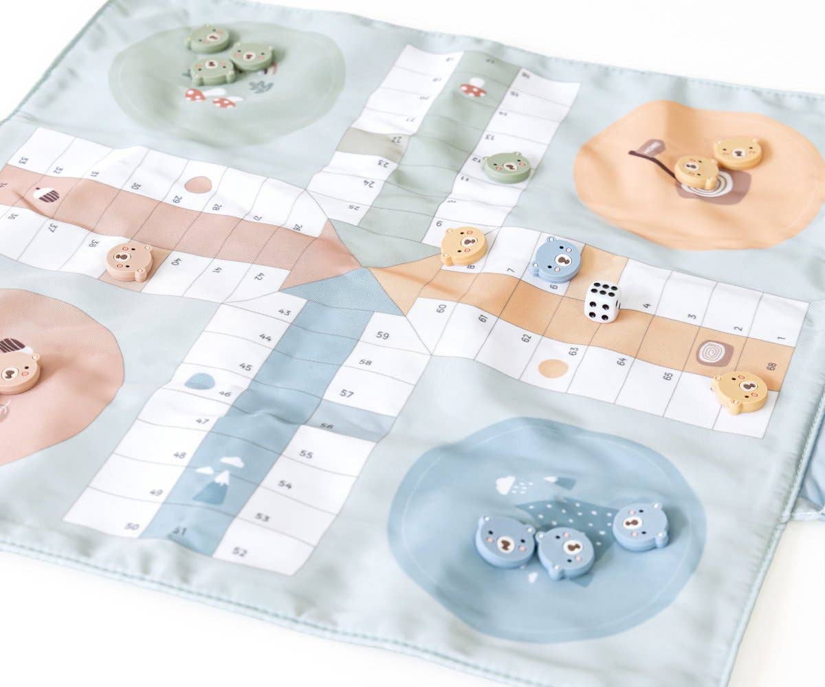 Reise-Ludo für Kinder – Faltbares Stoffspielbrett mit Tasche (ab 4 Jahren)