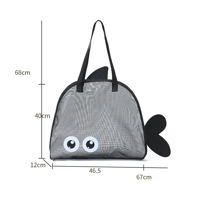Strandtasche schwarz – Detailansicht Mesh-Gewebe