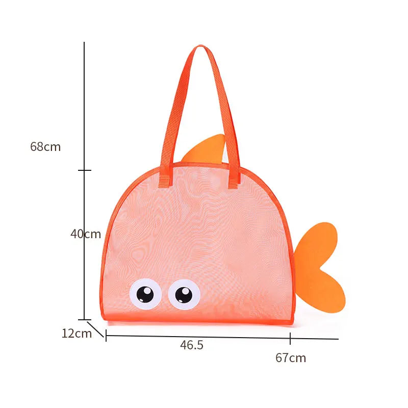 Strandtasche orange – Frontansicht mit Maßangaben