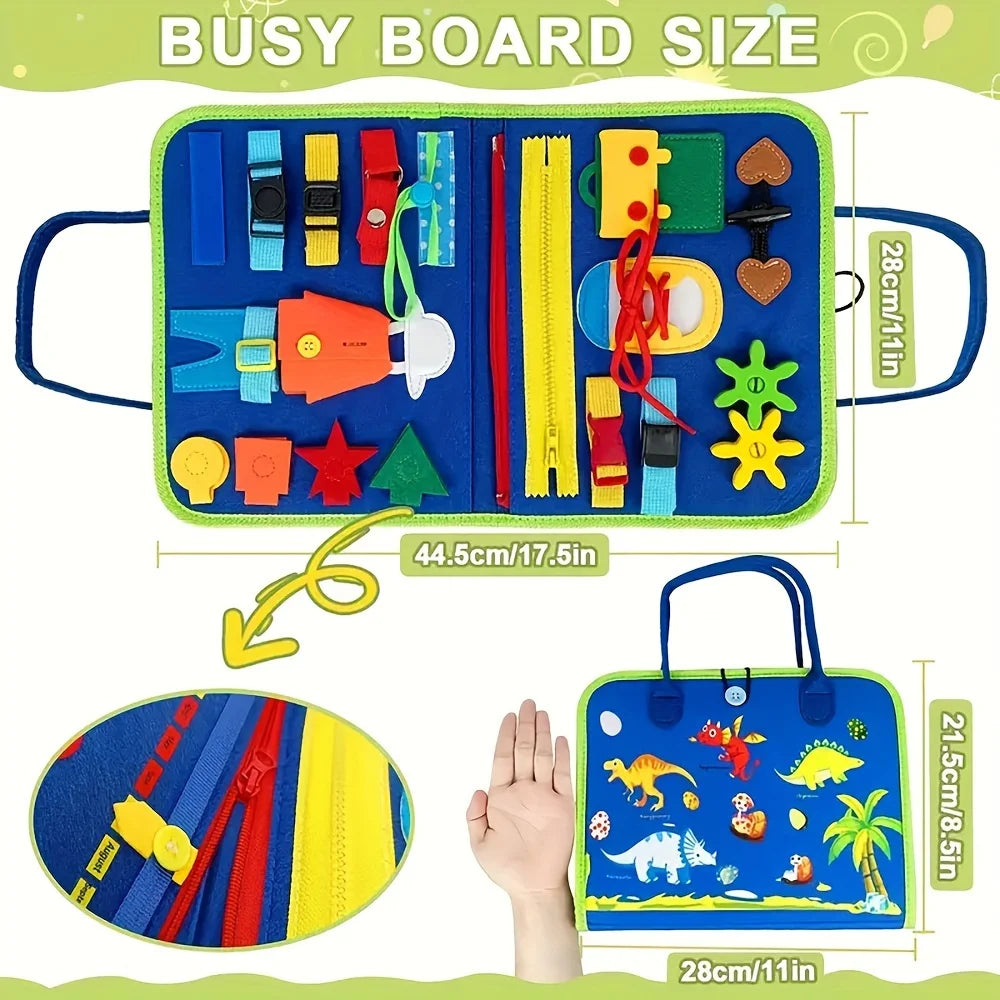 Reisespielzeug für Kinder – Busy Board mit Aktivitäten für unterwegs