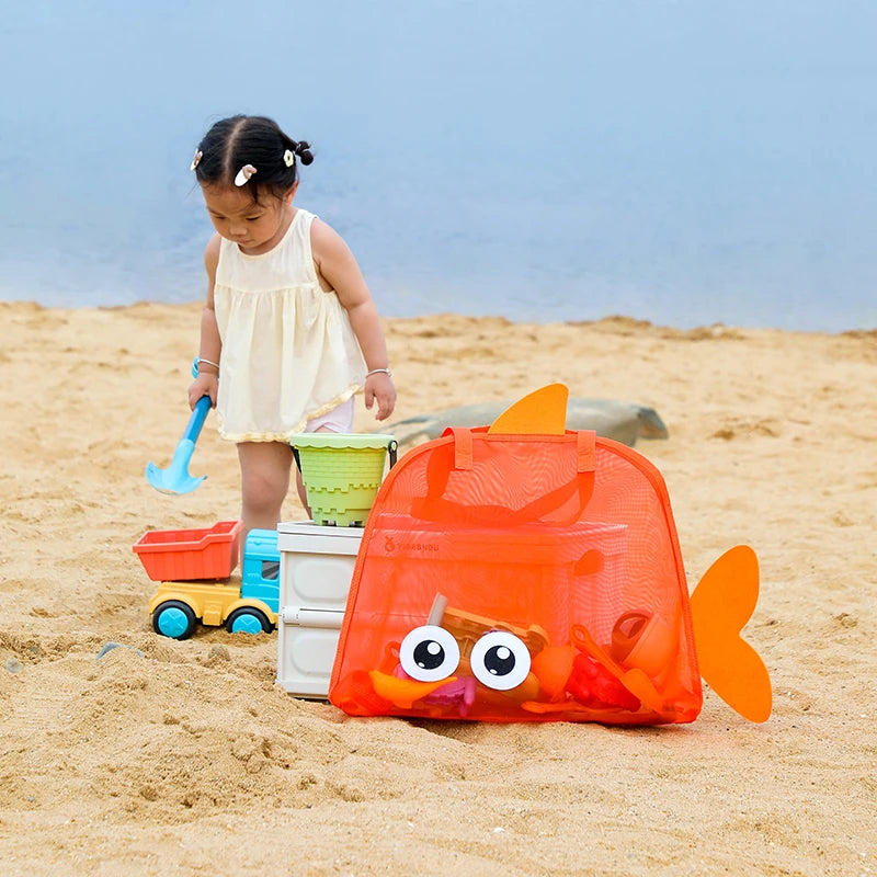 Strandtasche orange – Seitenansicht mit Tragegriff
