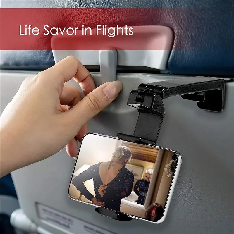 Klappbare Handyhalterung Detail – stabiler Klemmmechanismus am Tray Table